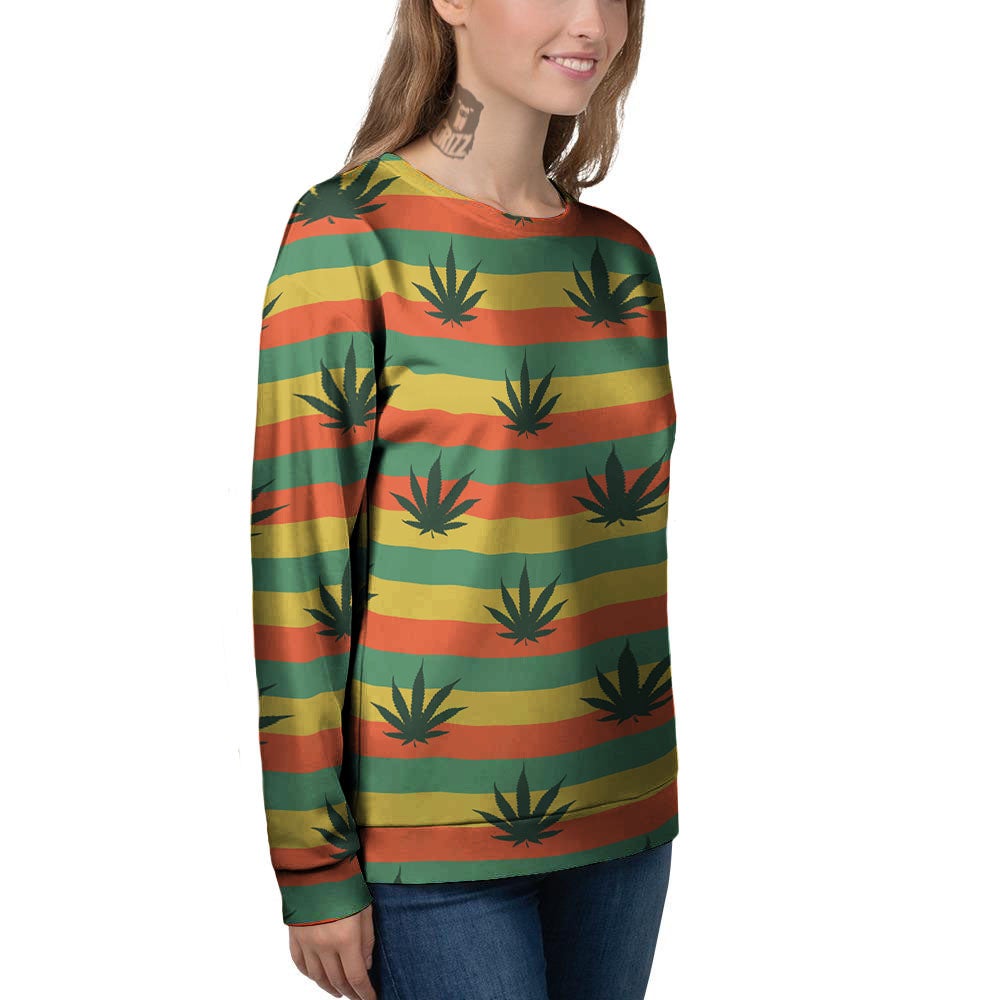 Striped Rasta Print Pattern Women's Sweatshirt-grizzshop