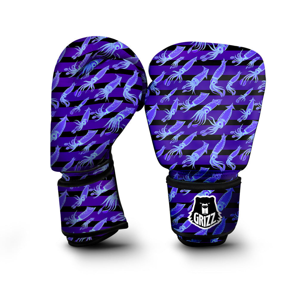 Striped Squid Print Pattern Boxing Gloves-grizzshop