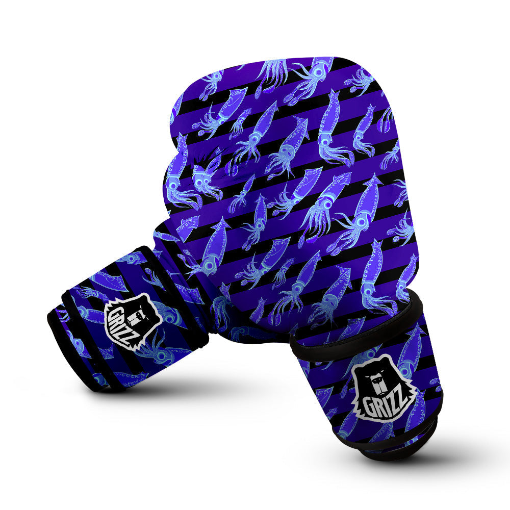 Striped Squid Print Pattern Boxing Gloves-grizzshop