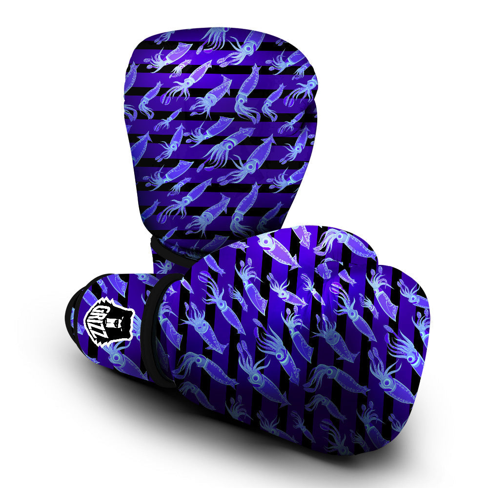 Striped Squid Print Pattern Boxing Gloves-grizzshop
