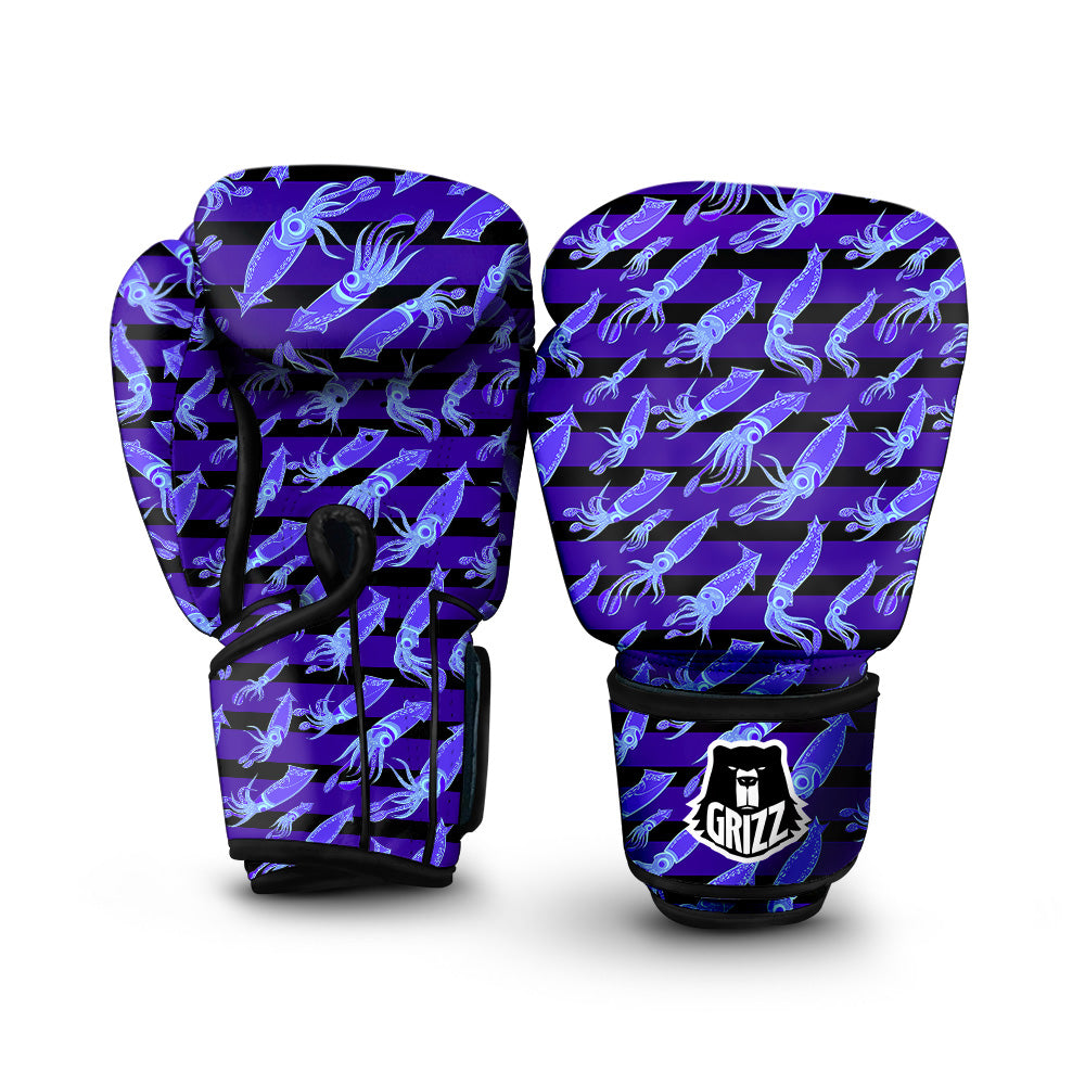 Striped Squid Print Pattern Boxing Gloves-grizzshop