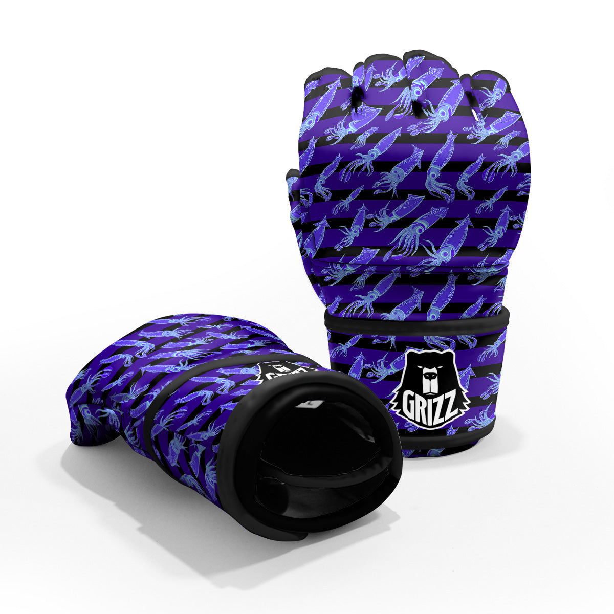 Striped Squid Print Pattern MMA Gloves-grizzshop