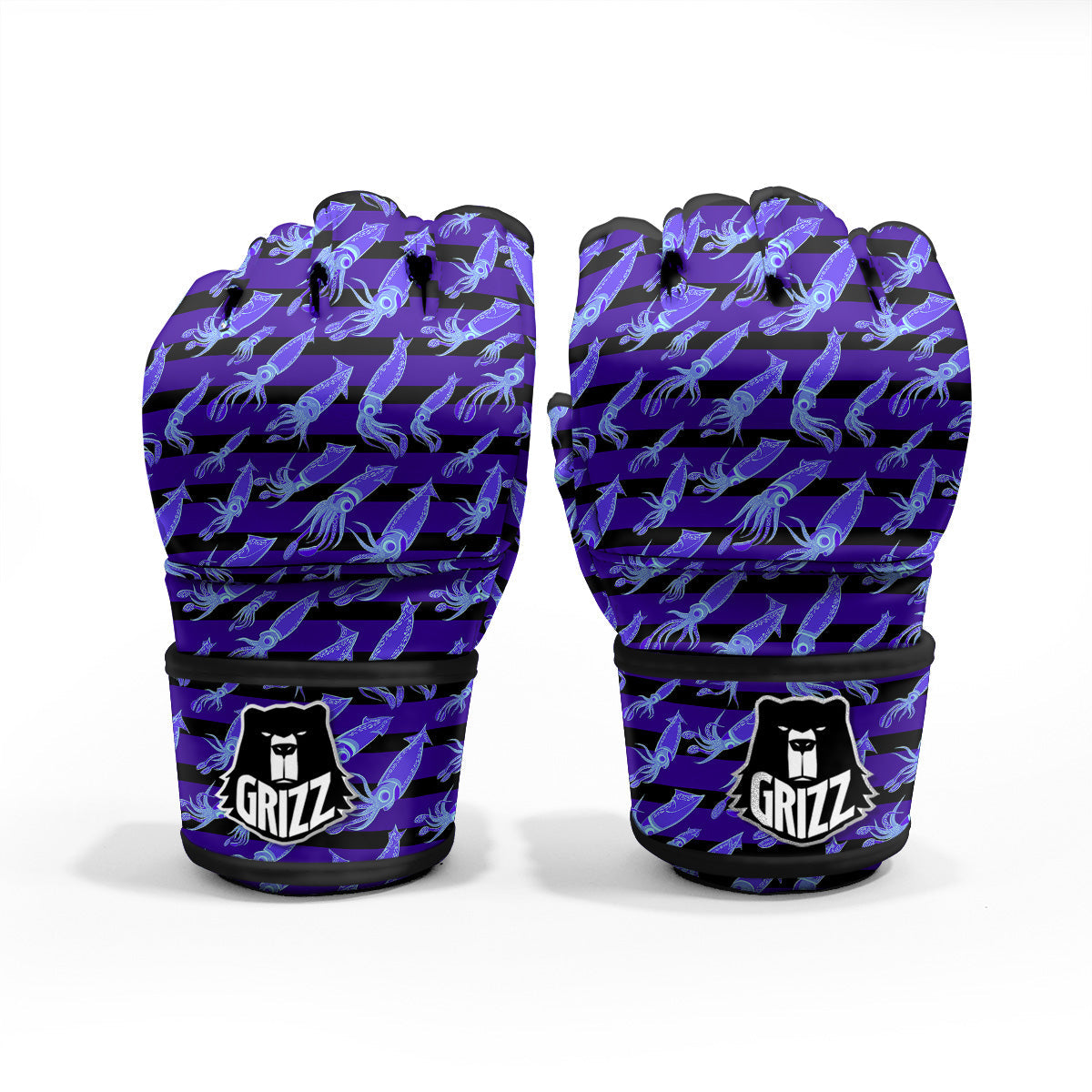 Striped Squid Print Pattern MMA Gloves-grizzshop