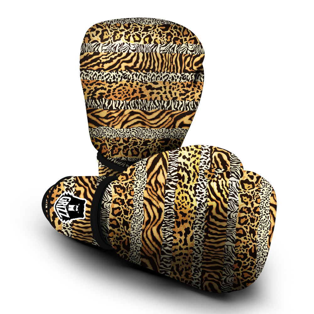 Striped Tiger Skins Print Pattern Boxing Gloves-grizzshop