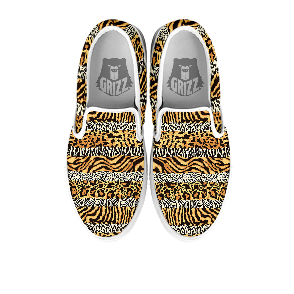 Striped Tiger Skins Print Pattern White Slip On Shoes-grizzshop
