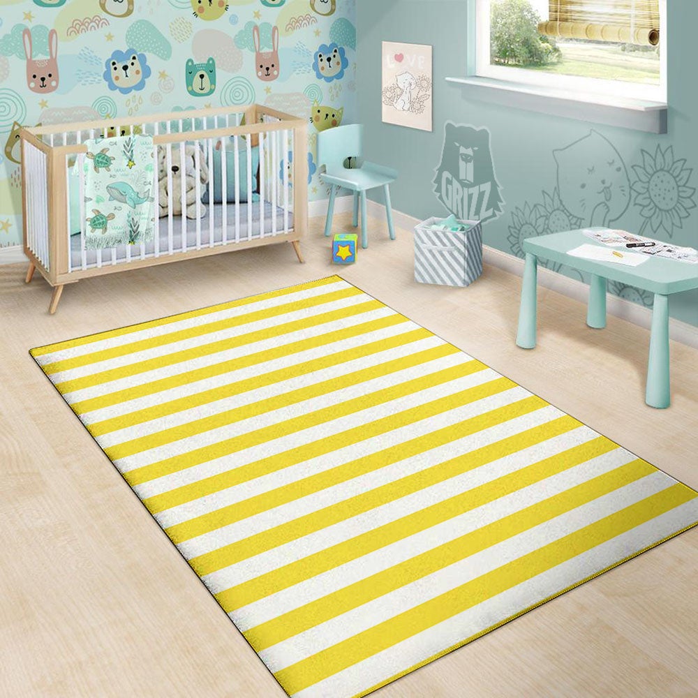 Striped Yellow Print Pattern Floor Mat-grizzshop