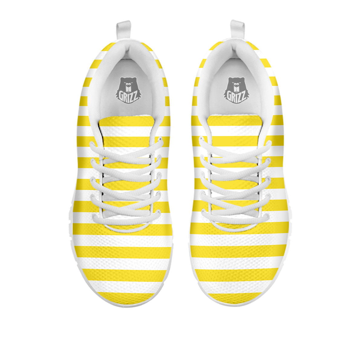 Striped Yellow Print Pattern White Sneaker-grizzshop