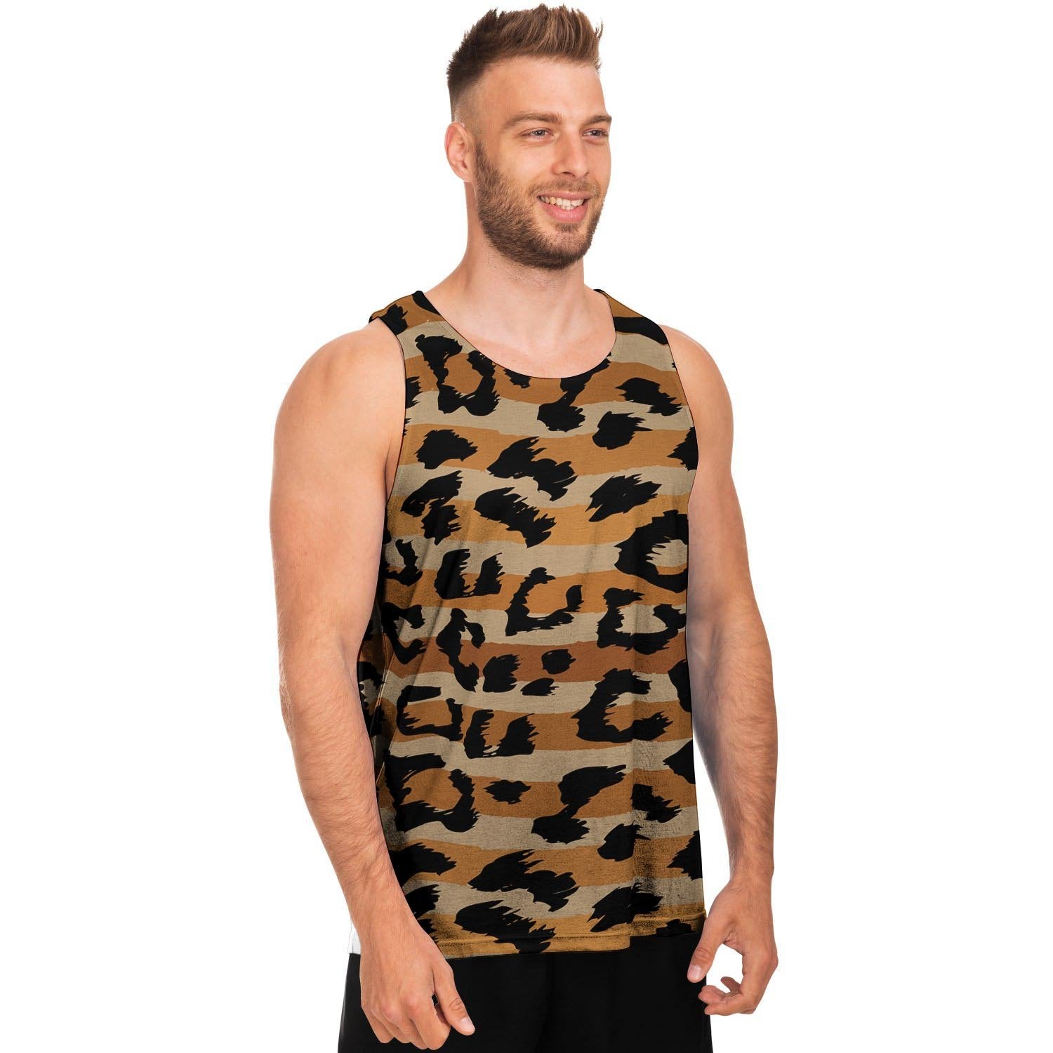 Striped Leopard Men's Tank Tops-grizzshop