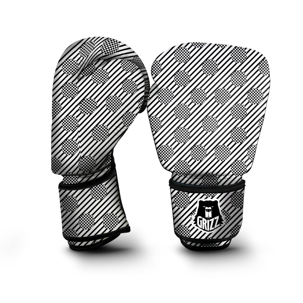 Stripes And Checkered Polka Dots Print Pattern Boxing Gloves-grizzshop