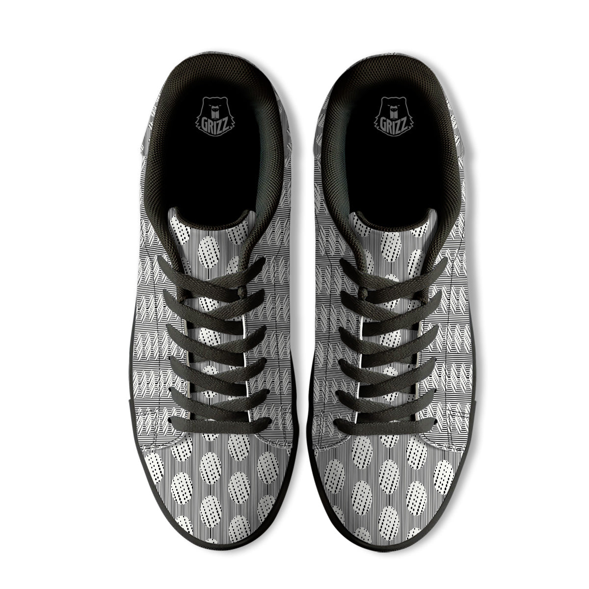 Stripes And Polka Dot Print Pattern Black Low Top Sneakers-grizzshop