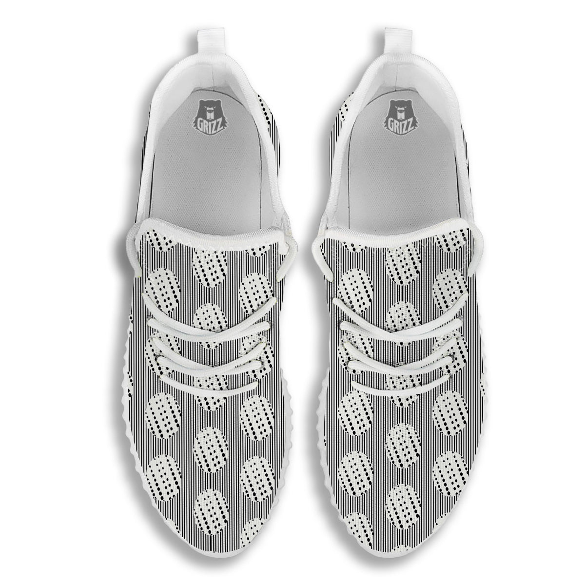Stripes And Polka Dot Print Pattern White Walking Shoes-grizzshop