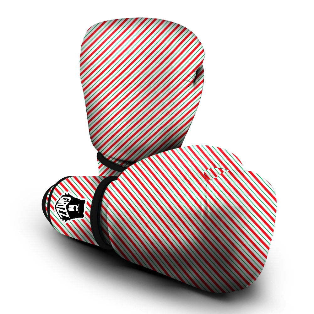 Stripes Candy Cane Print Pattern Boxing Gloves-grizzshop