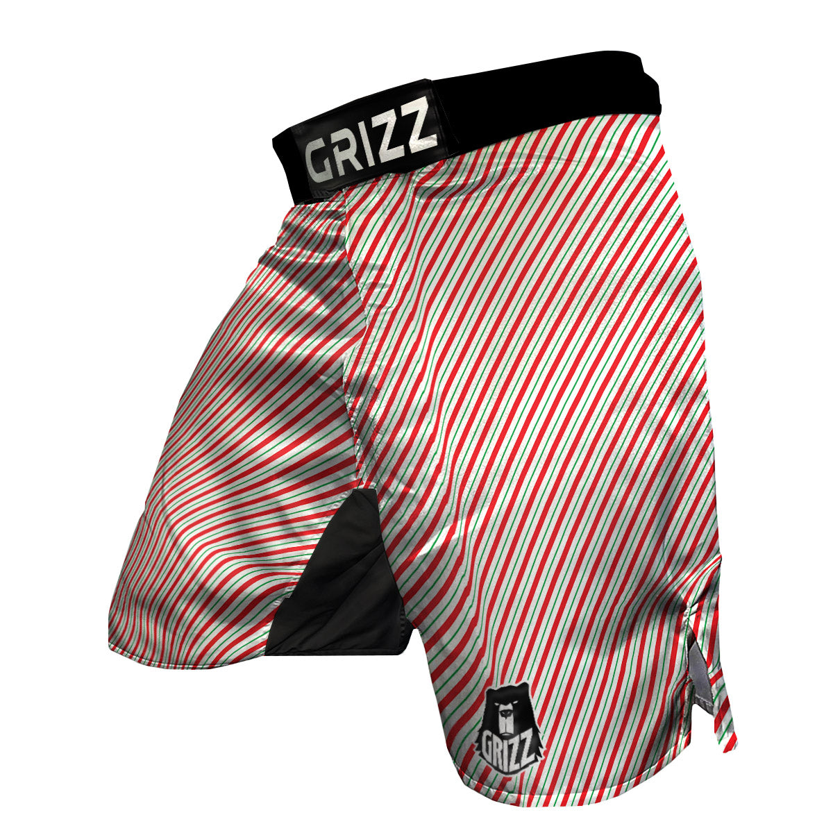 Stripes Candy Cane Print Pattern MMA Shorts-grizzshop