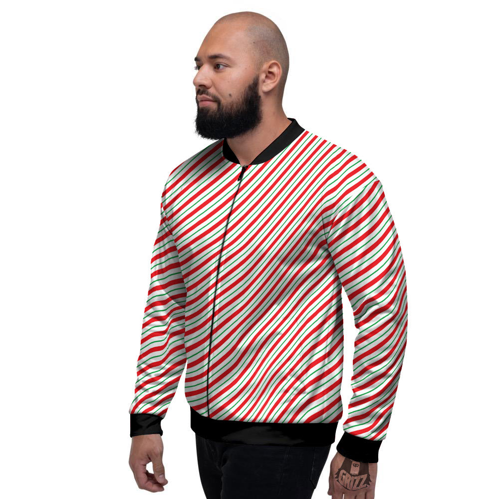 Stripes Candy Cane Print Pattern Men's Bomber Jacket-grizzshop
