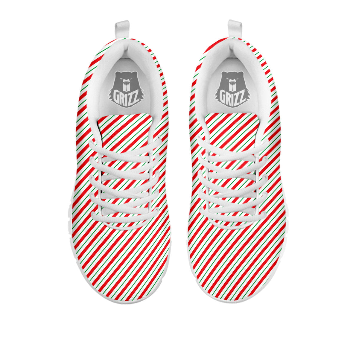 Stripes Candy Cane Print Pattern White Sneaker-grizzshop