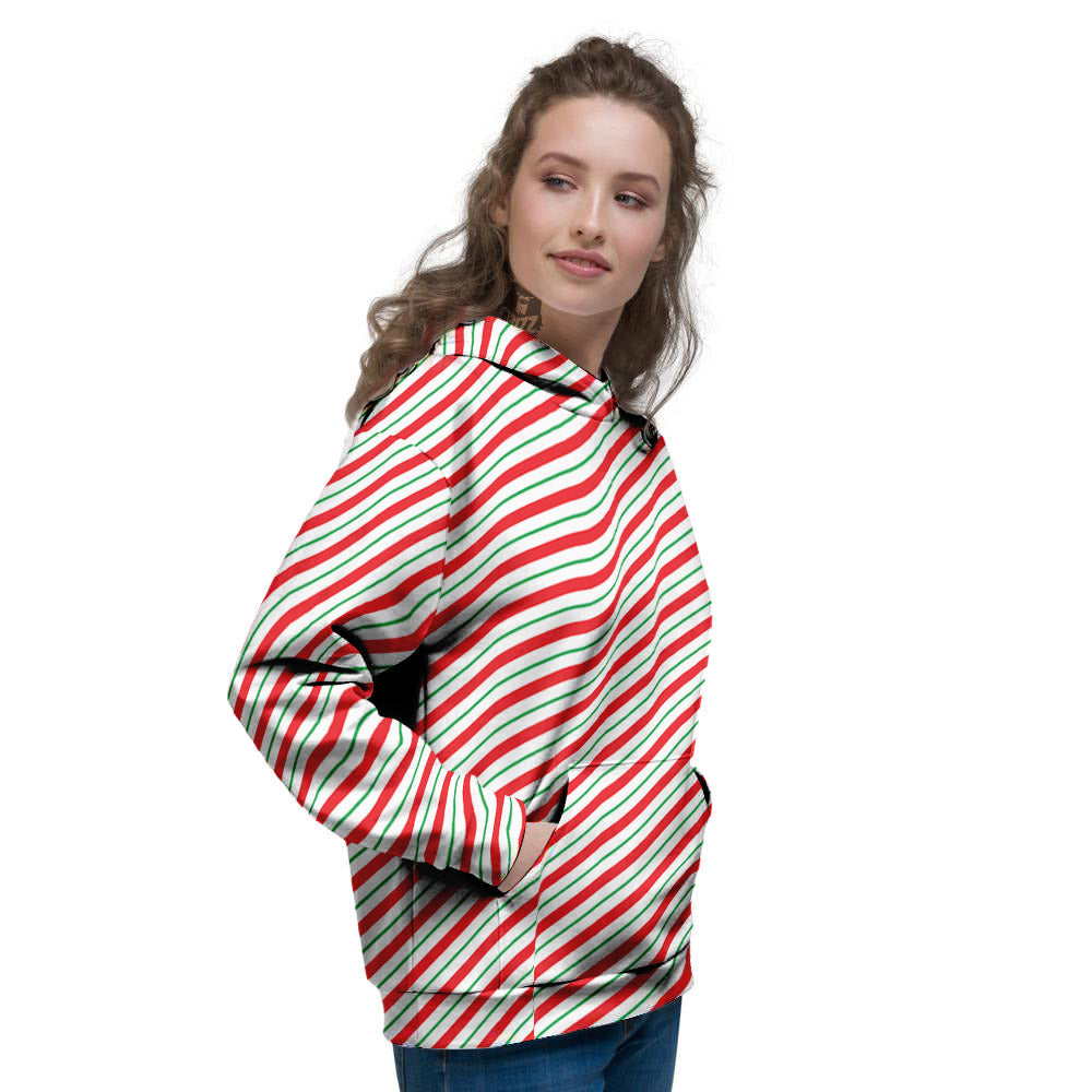 Stripes Candy Cane Print Pattern Women's Hoodie-grizzshop