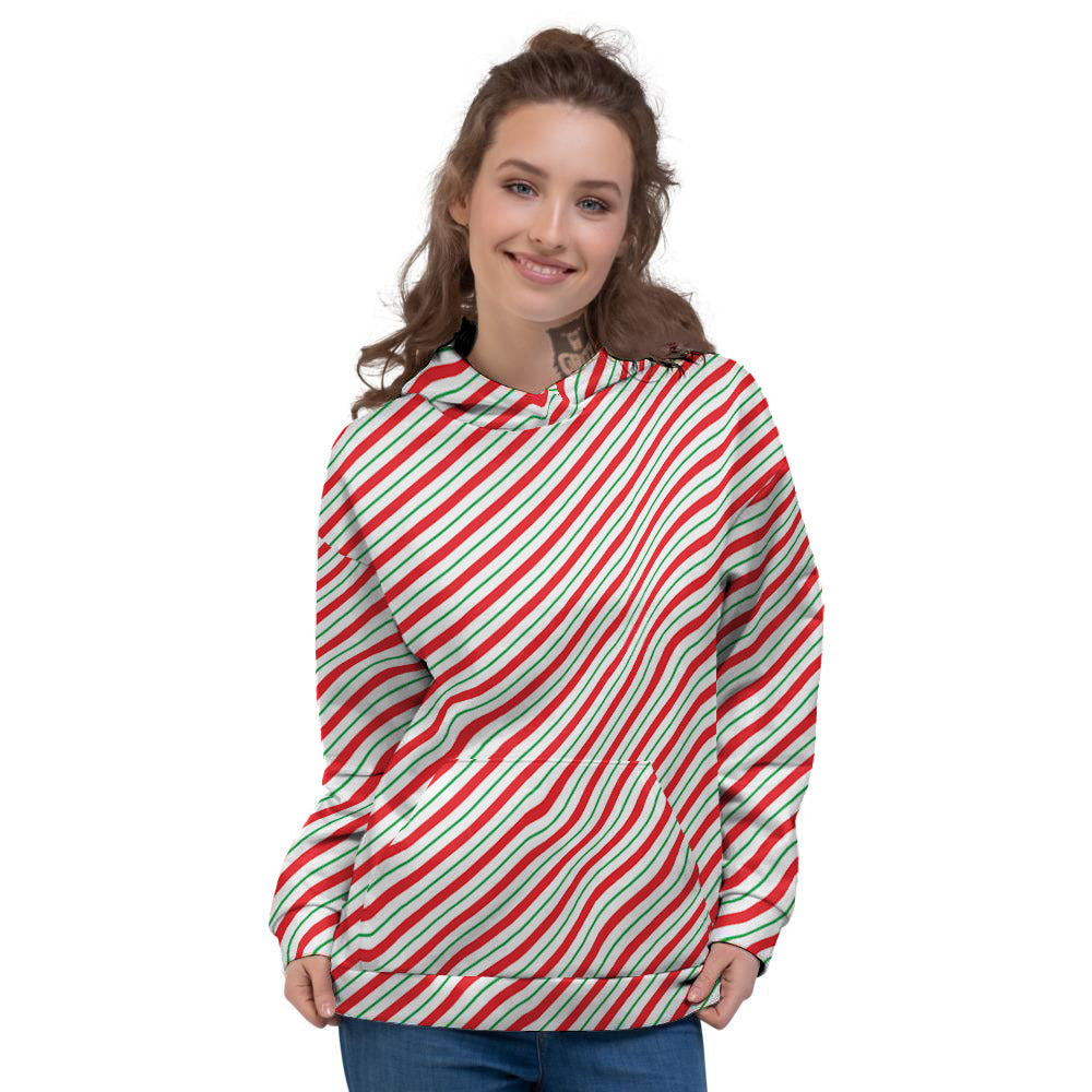 Stripes Candy Cane Print Pattern Women's Hoodie-grizzshop