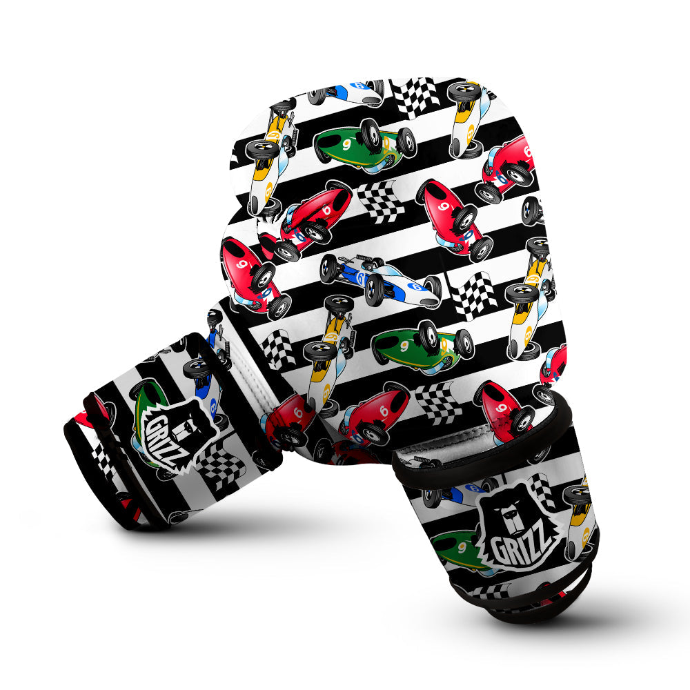 Stripes Racing Cars Print Pattern Boxing Gloves-grizzshop
