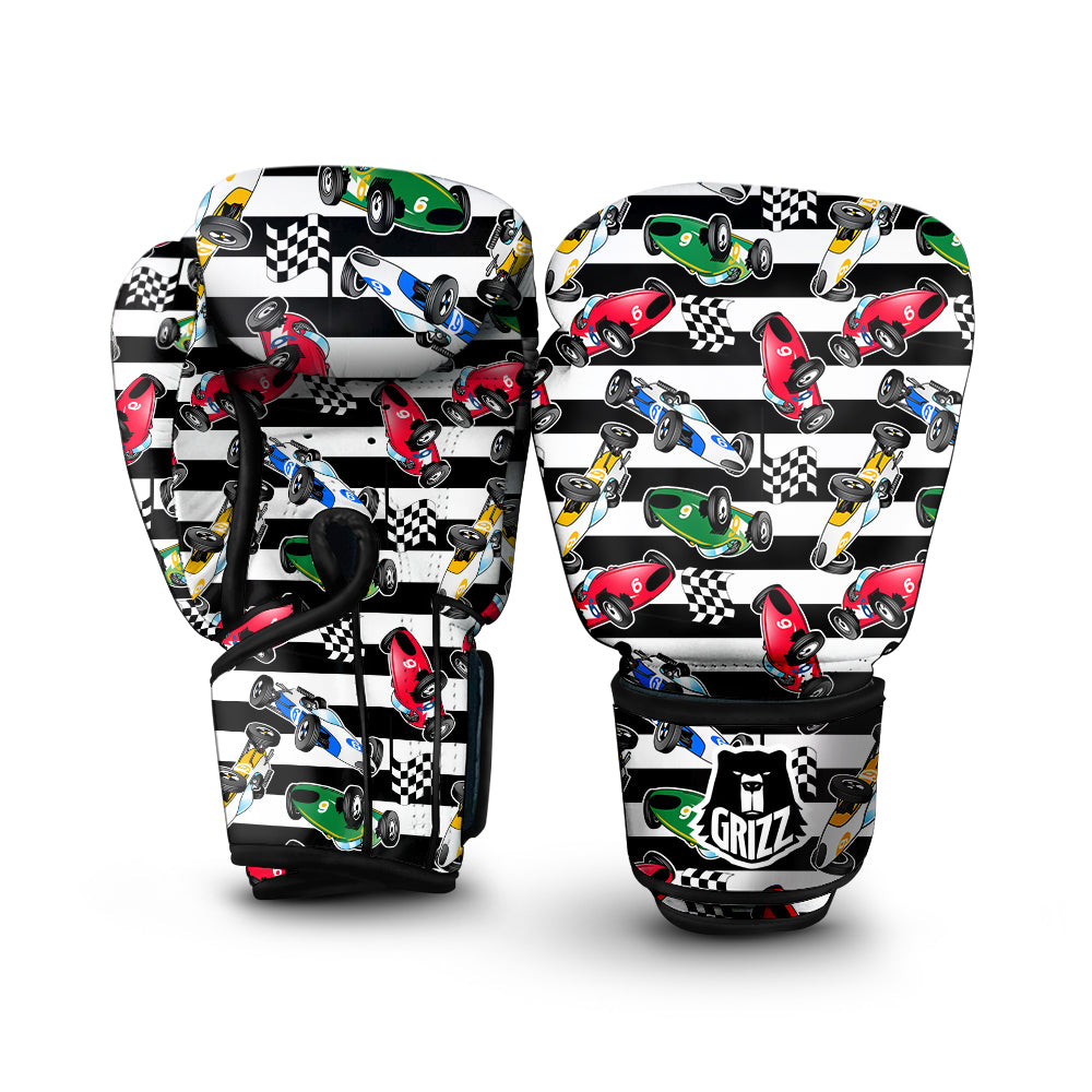 Stripes Racing Cars Print Pattern Boxing Gloves-grizzshop