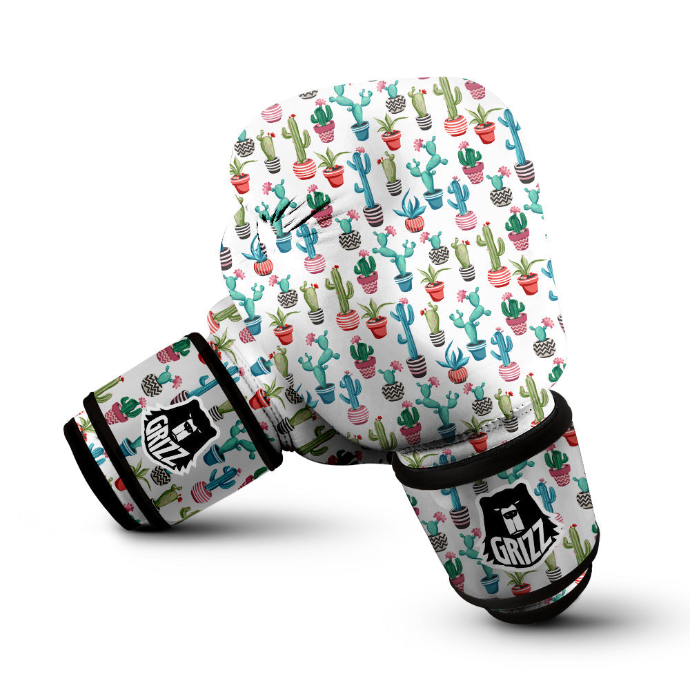 Succulent And Cute Cactus Print Boxing Gloves-grizzshop