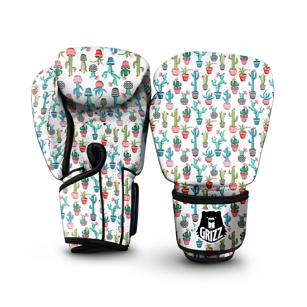 Succulent And Cute Cactus Print Boxing Gloves-grizzshop