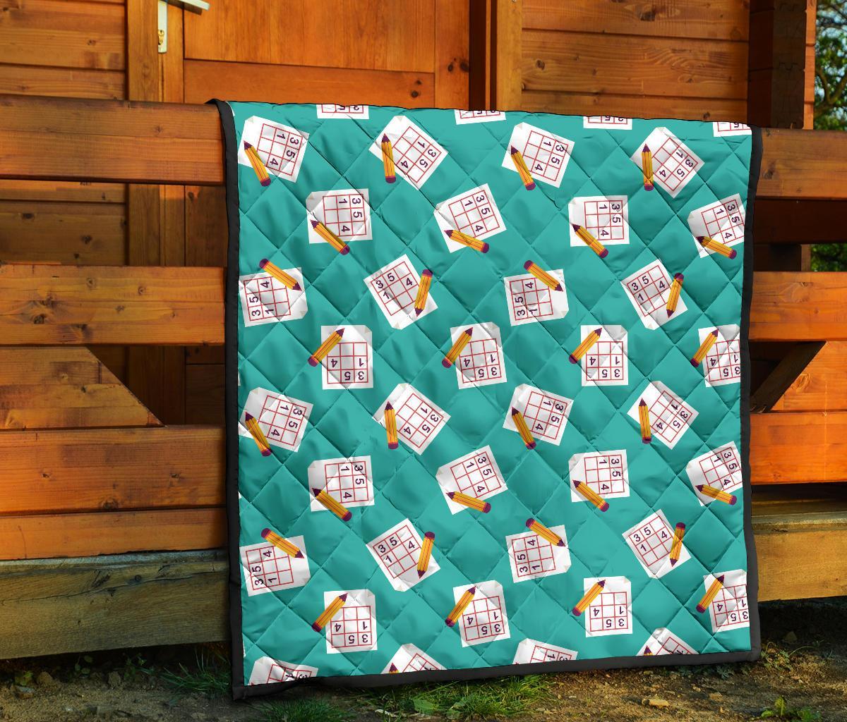 Sudoku Pattern Print Quilt-grizzshop