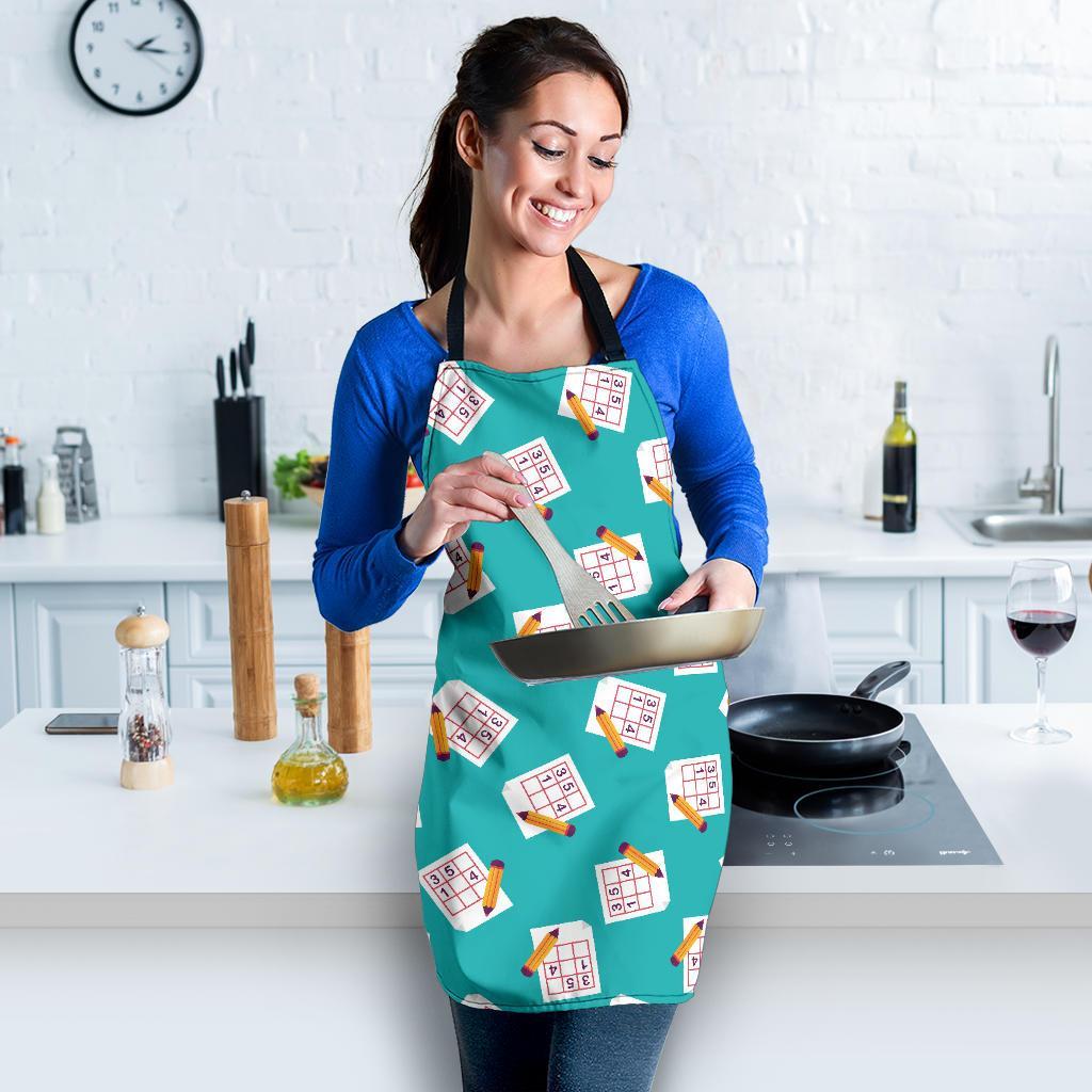 Sudoku Pattern Print Women's Apron-grizzshop