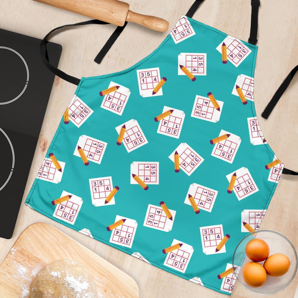 Sudoku Pattern Print Women's Apron-grizzshop