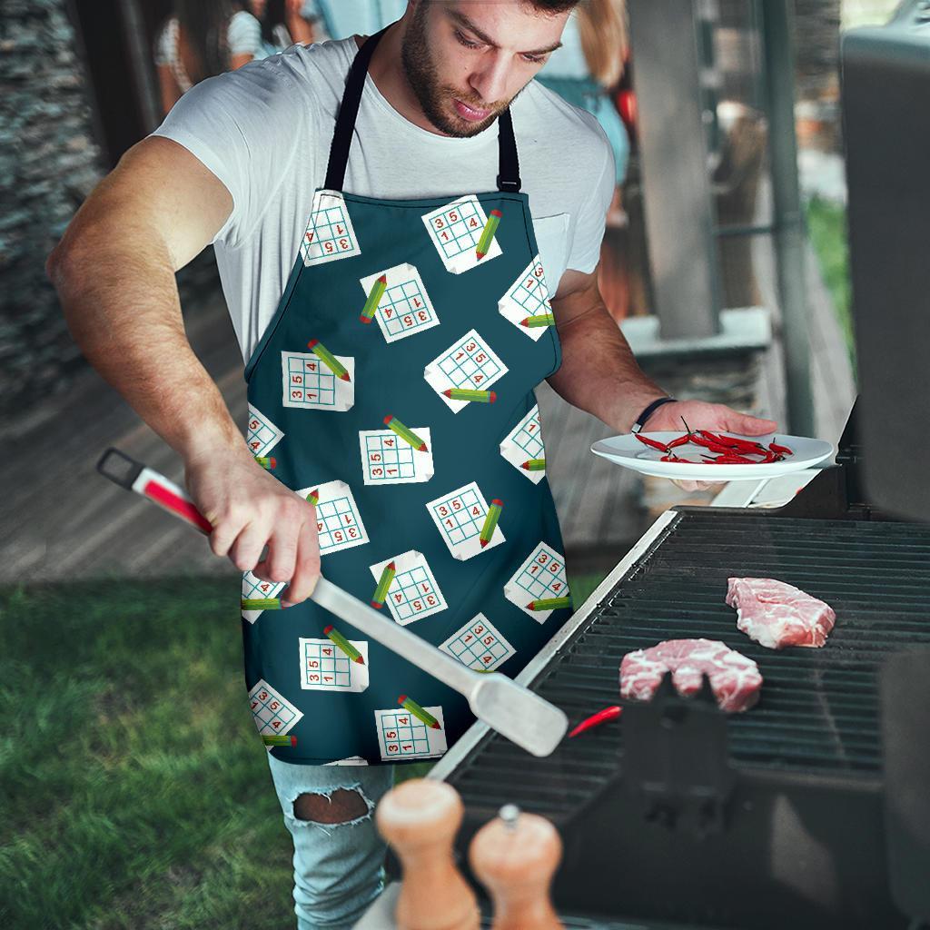 Sudoku Print Pattern Men's Apron-grizzshop