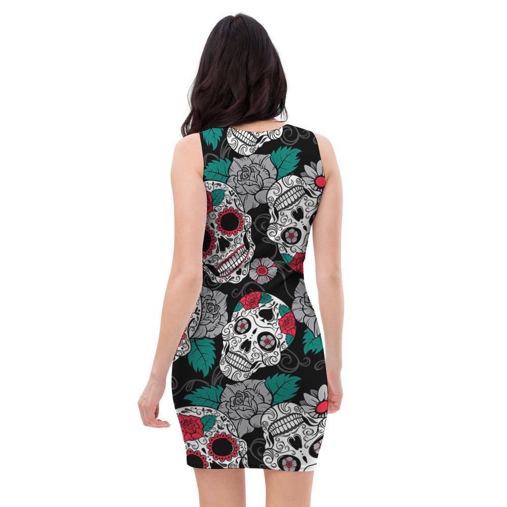 Sugar Skull Bodycon Dress-grizzshop