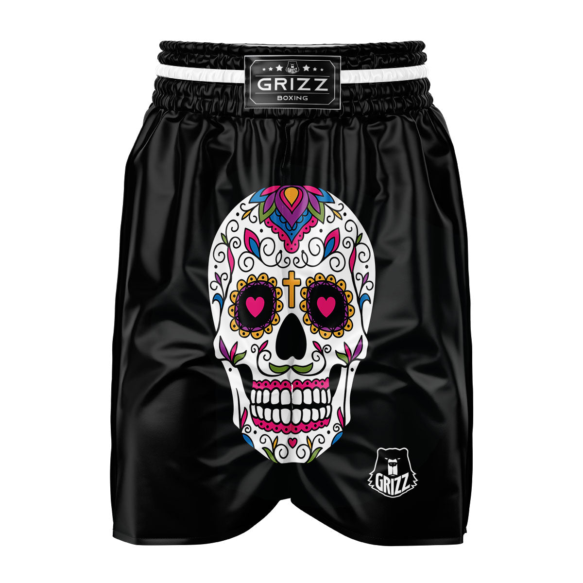 Sugar Skull Day Of The Dead Print Boxing Shorts-grizzshop