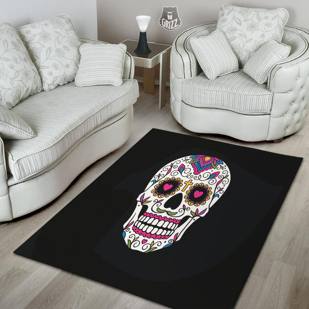 Sugar Skull Day Of The Dead Print Floor Mat-grizzshop
