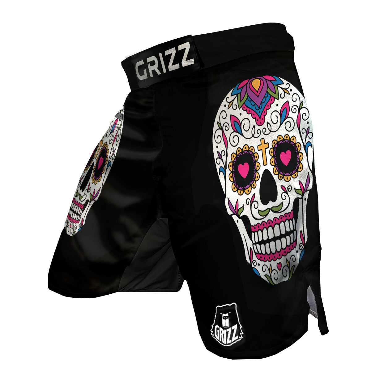 Sugar Skull Day Of The Dead Print MMA Shorts-grizzshop
