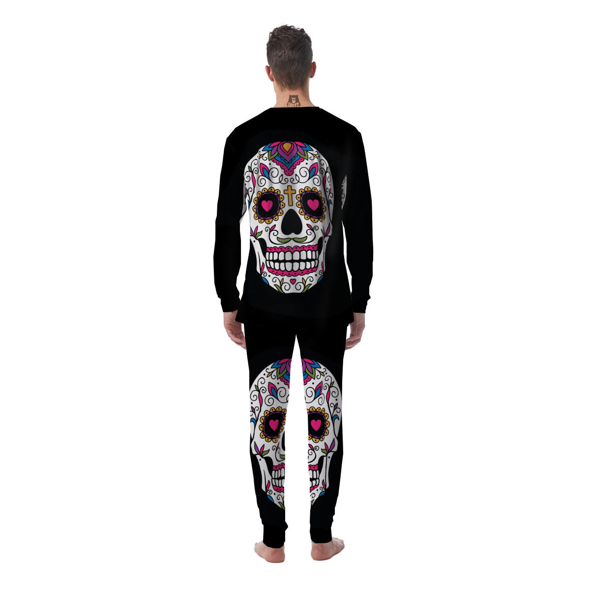 Sugar Skull Day Of The Dead Print Men's Pajamas-grizzshop