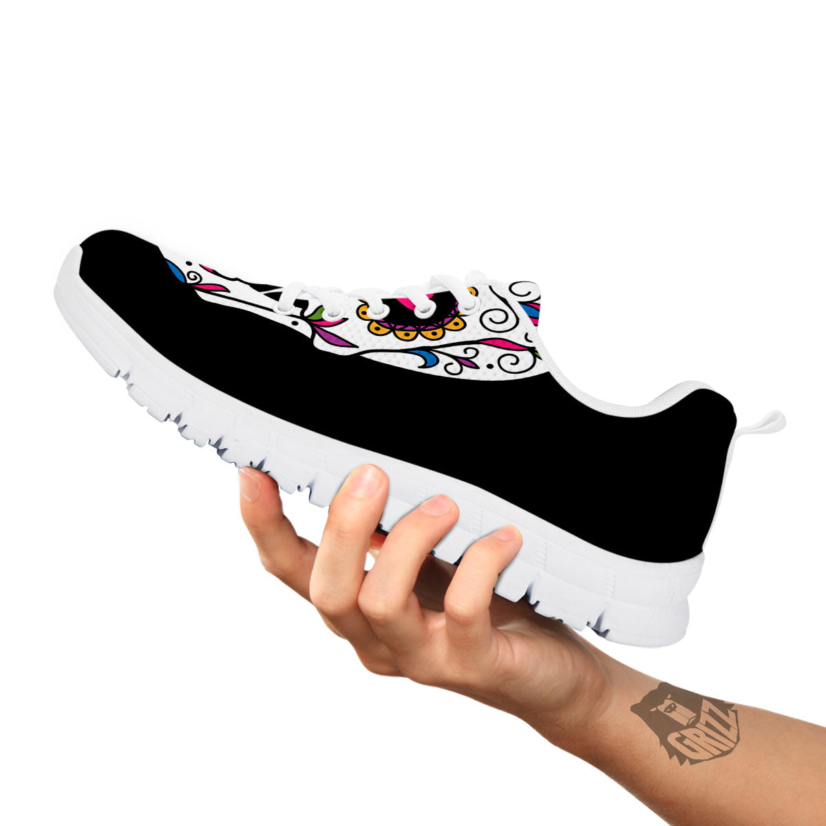 Sugar Skull Day Of The Dead Print White Sneaker-grizzshop