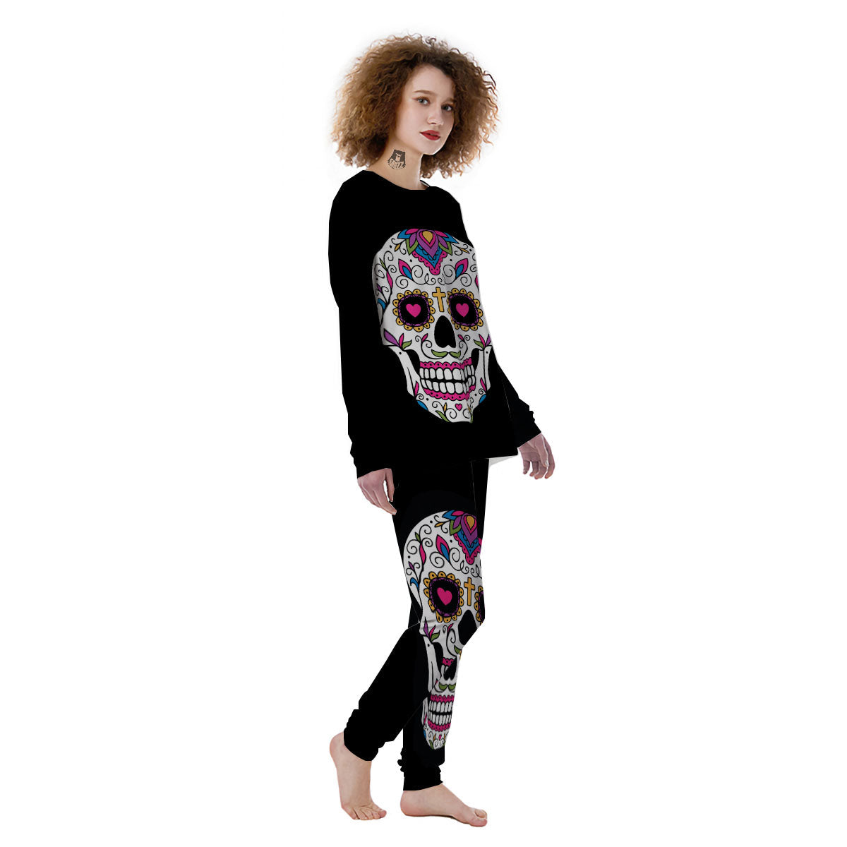 Sugar Skull Day Of The Dead Print Women's Pajamas-grizzshop