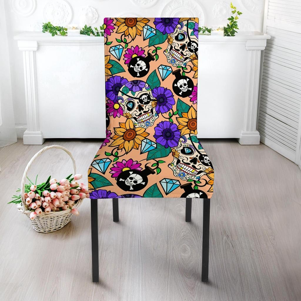 Sugar Skull Flower Chair Cover-grizzshop