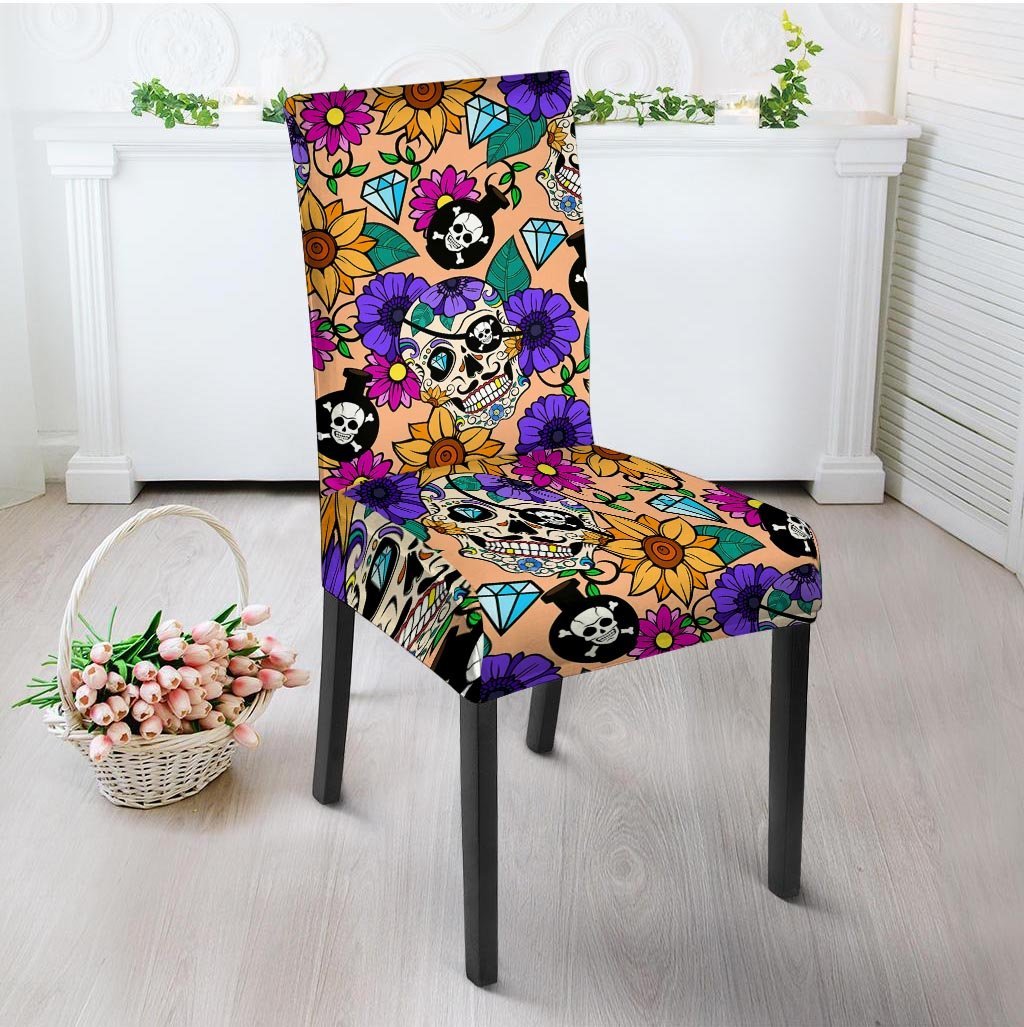 Sugar Skull Flower Chair Cover-grizzshop