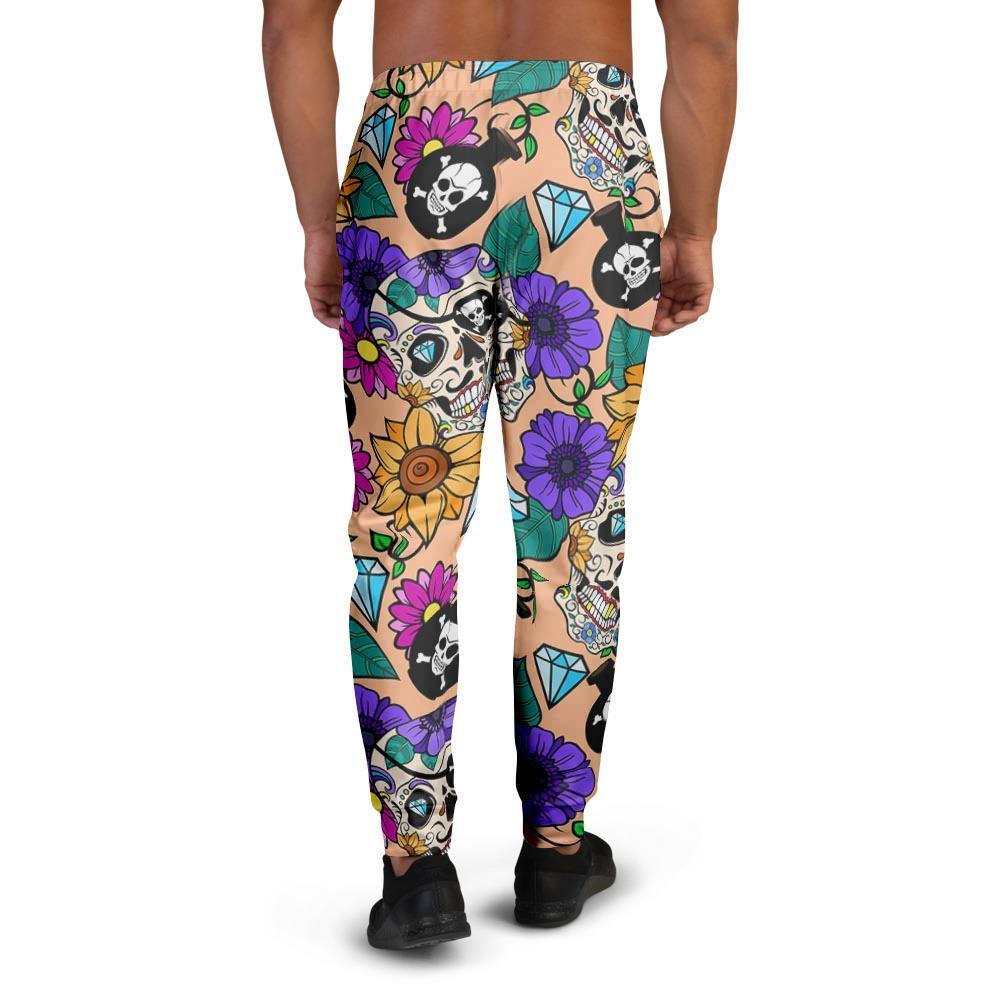 Sugar Skull Flower Men's Joggers-grizzshop