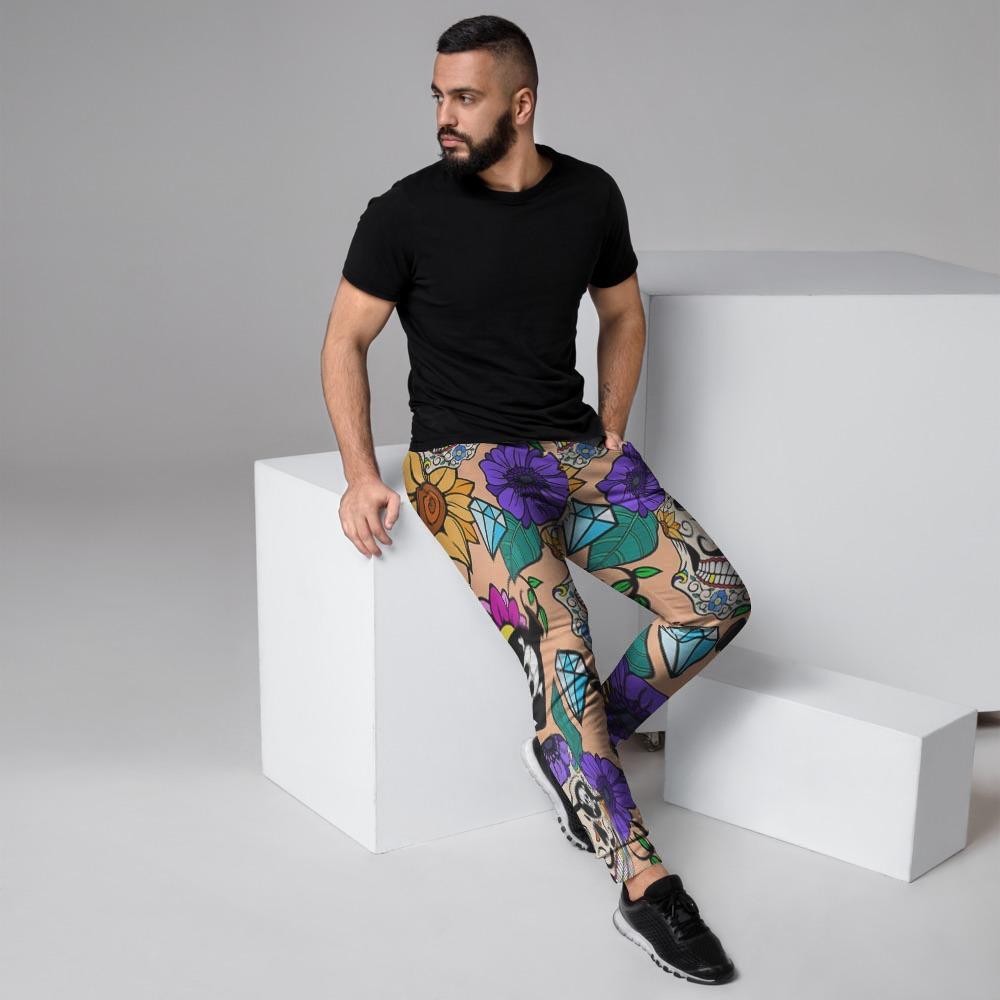 Sugar Skull Flower Men's Joggers-grizzshop