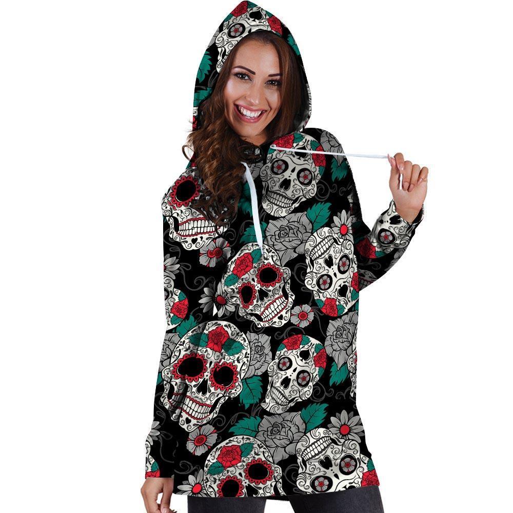 Sugar Skull Hoodie Dress-grizzshop