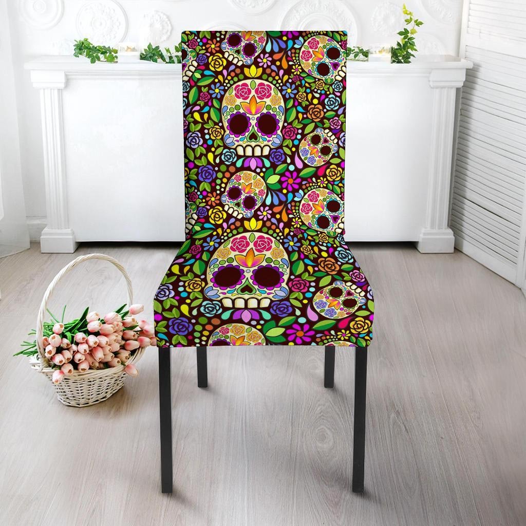 Sugar Skull Mexican Floral Chair Cover-grizzshop