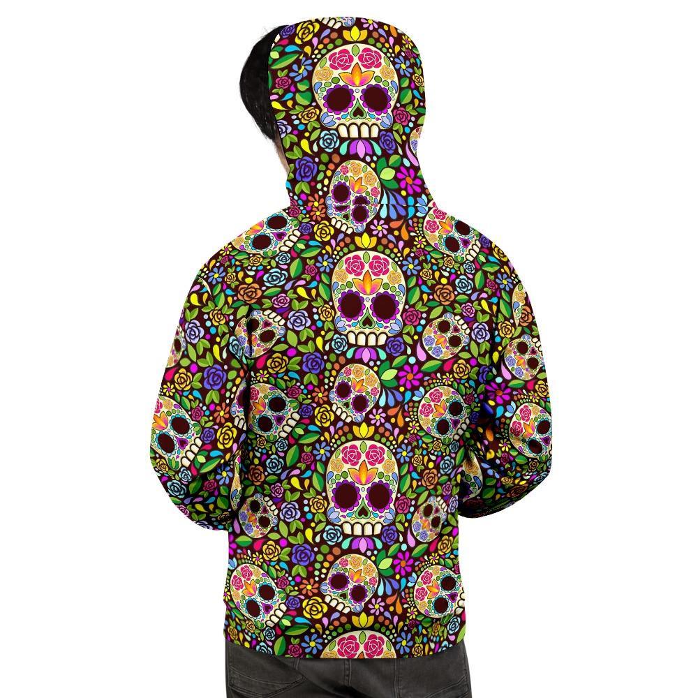 Sugar Skull Mexican Floral Men's Hoodie-grizzshop