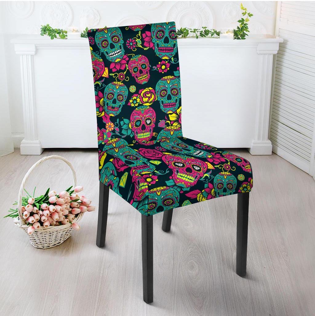 Sugar Skull Print Chair Cover-grizzshop