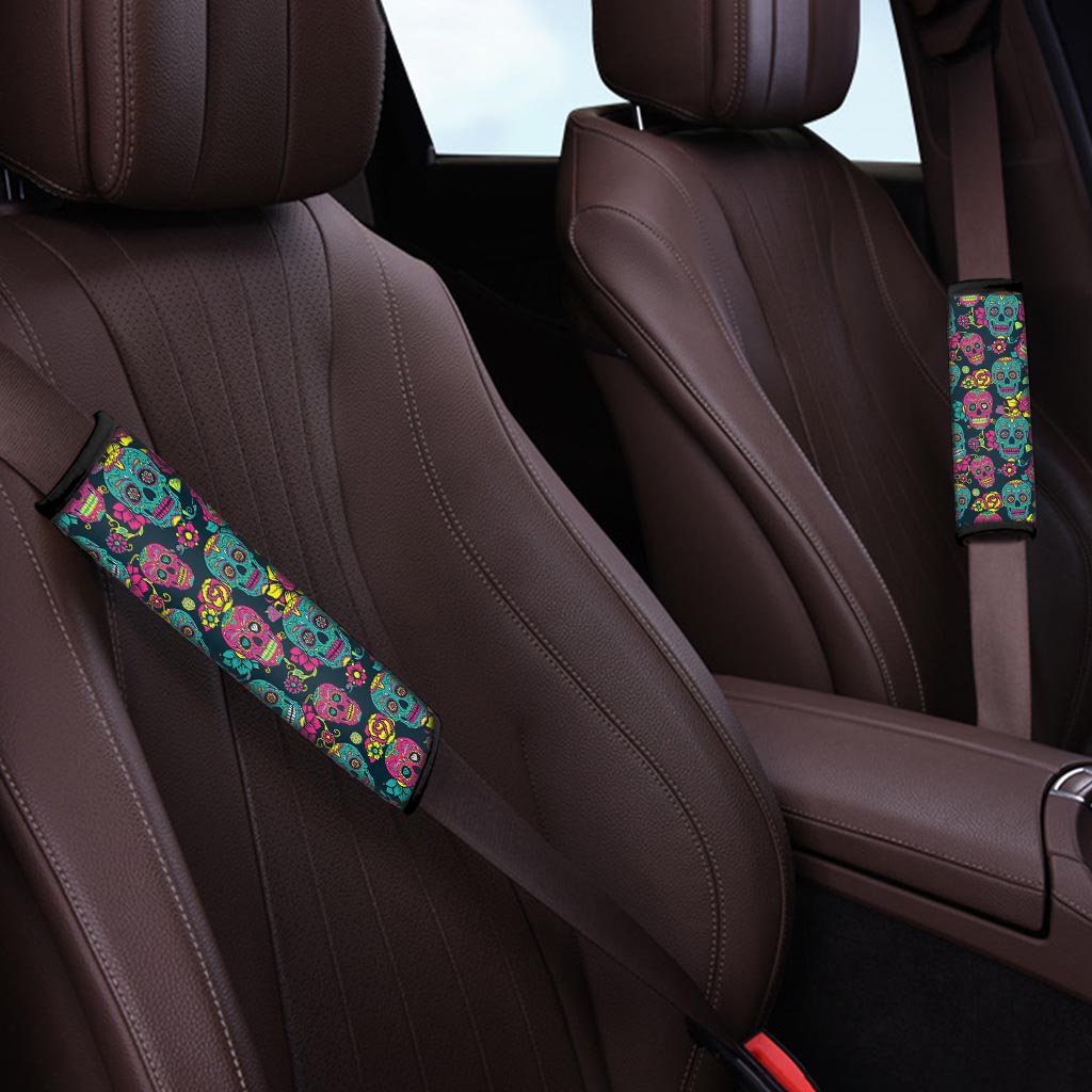 Sugar Skull Print Seat Belt Cover-grizzshop