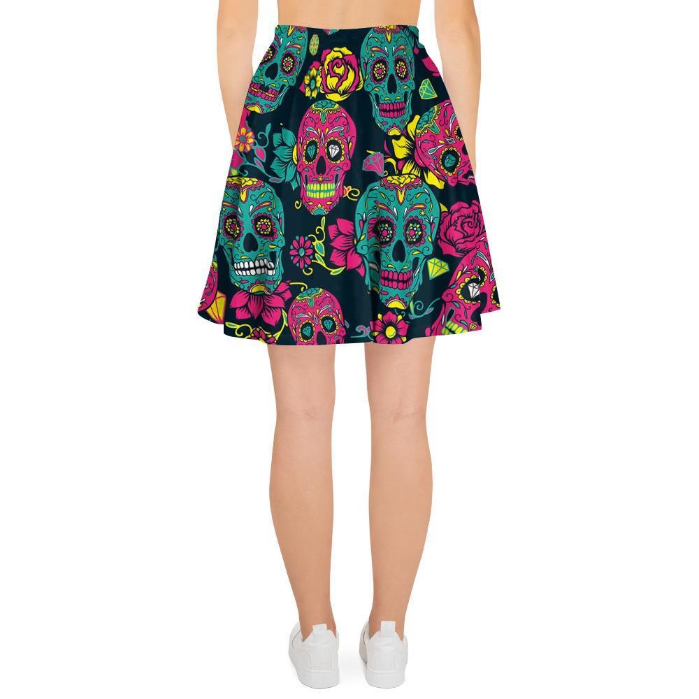 Sugar Skull Print Women's Skirt-grizzshop