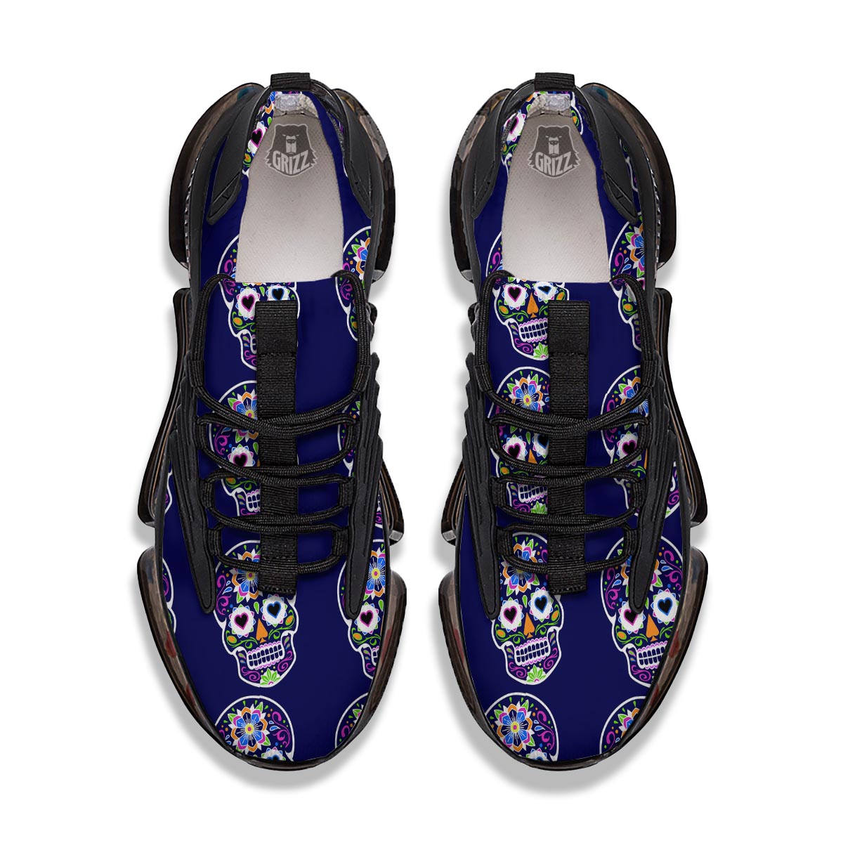 Sugar Skull Teal Pink Print Pattern Black Gym Shoes-grizzshop