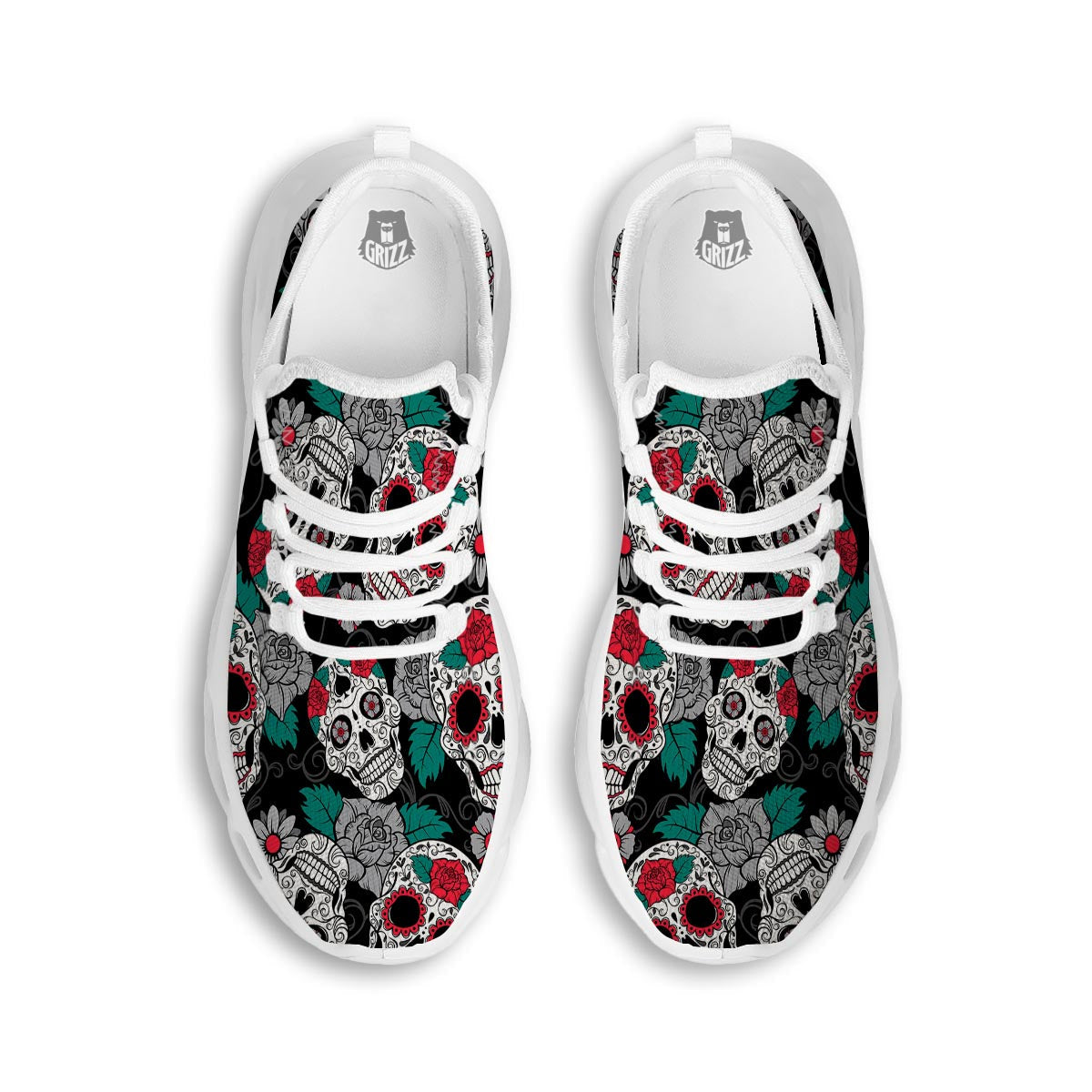 Sugar Skull White Running Shoes-grizzshop