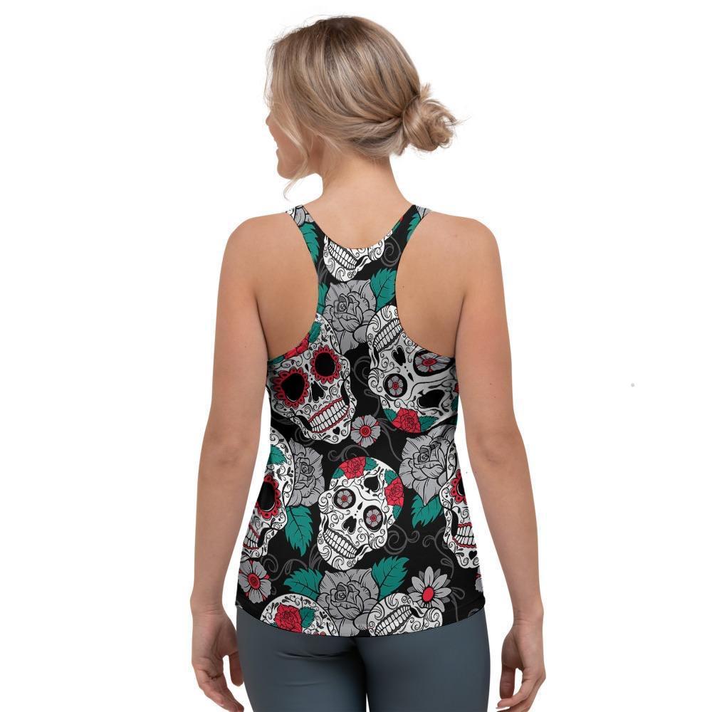 Sugar Skull Women's Racerback Tank Top-grizzshop