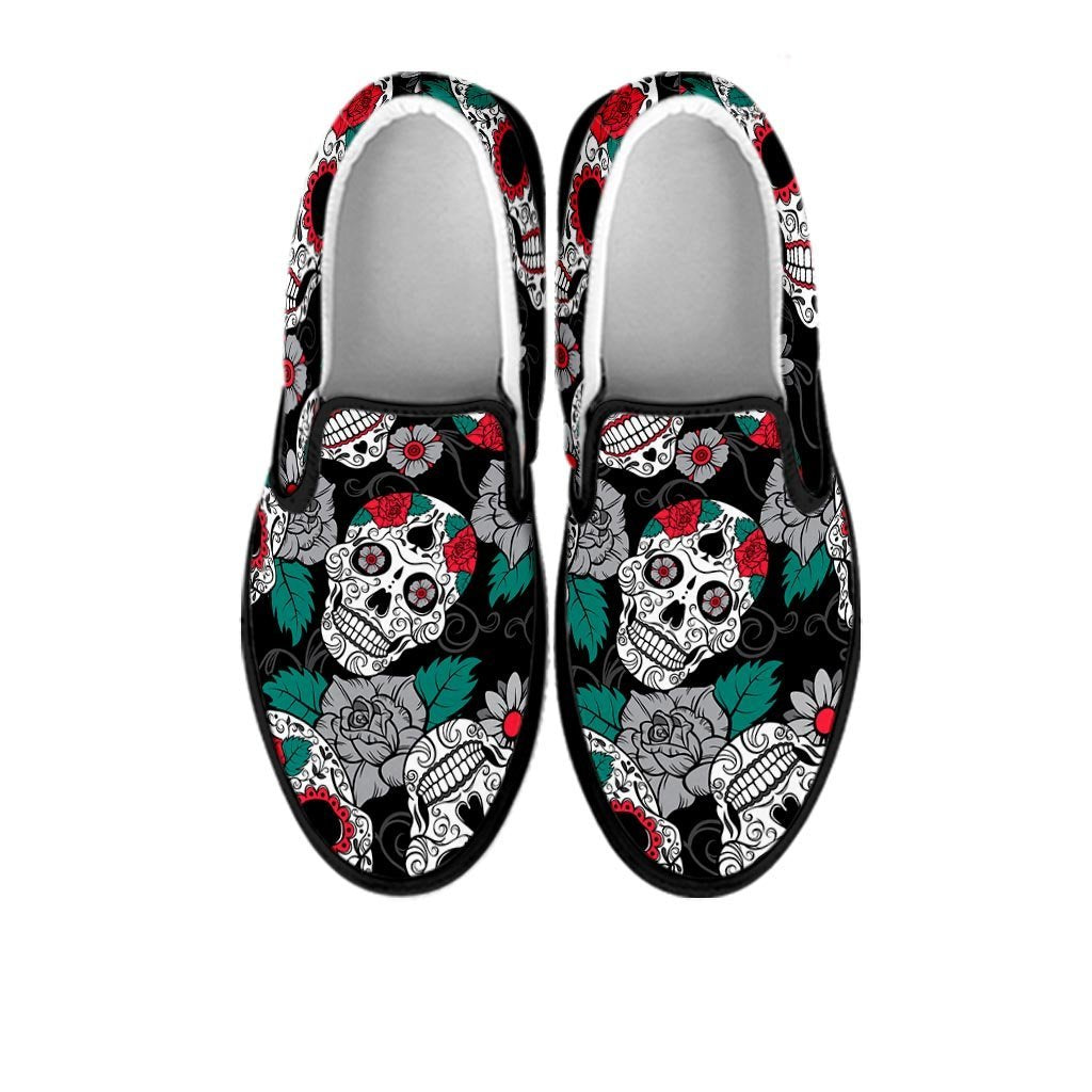 Sugar Skull Women's Slip On Sneakers-grizzshop